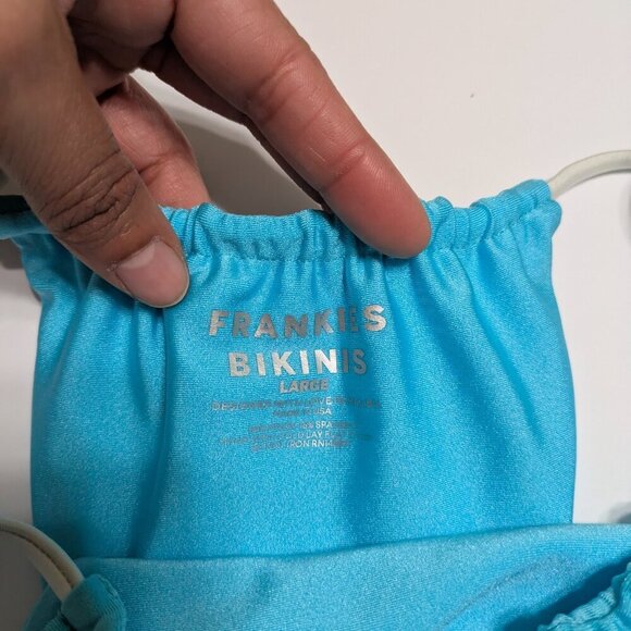 Tia Shine string bikini Bottom- side tie- Aquamarine- Size Large - Picture 4 of 6